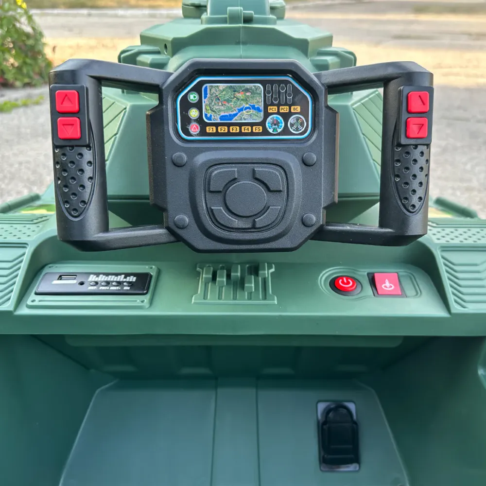 Elektrisk tank for barn 12 V med fjernkontroll og kanontårn