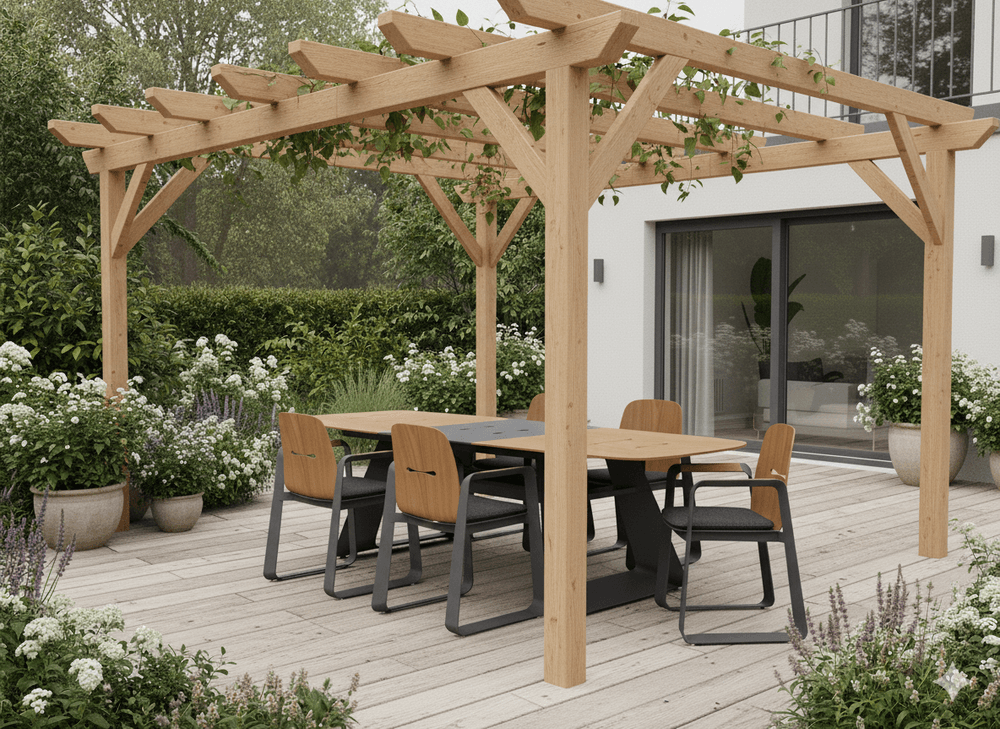 Aluminiums hagestol THOMPSON 62 × 56 × 89 cm – grå med teakdetaljer