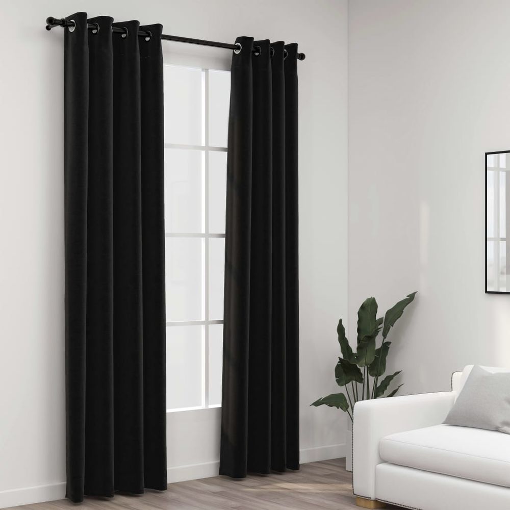Lystette gardiner lin 2 stk 140x225 cm - antrasitt