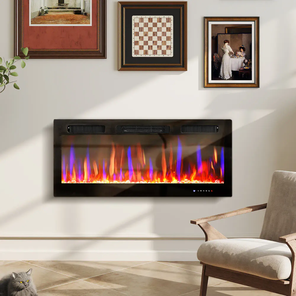 Elektrisk peis 1800W for veggmontering og innbygging