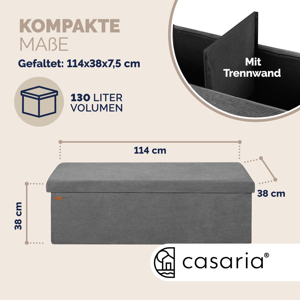 Sittebenk i cord 114x38x38 cm - antrasitt
