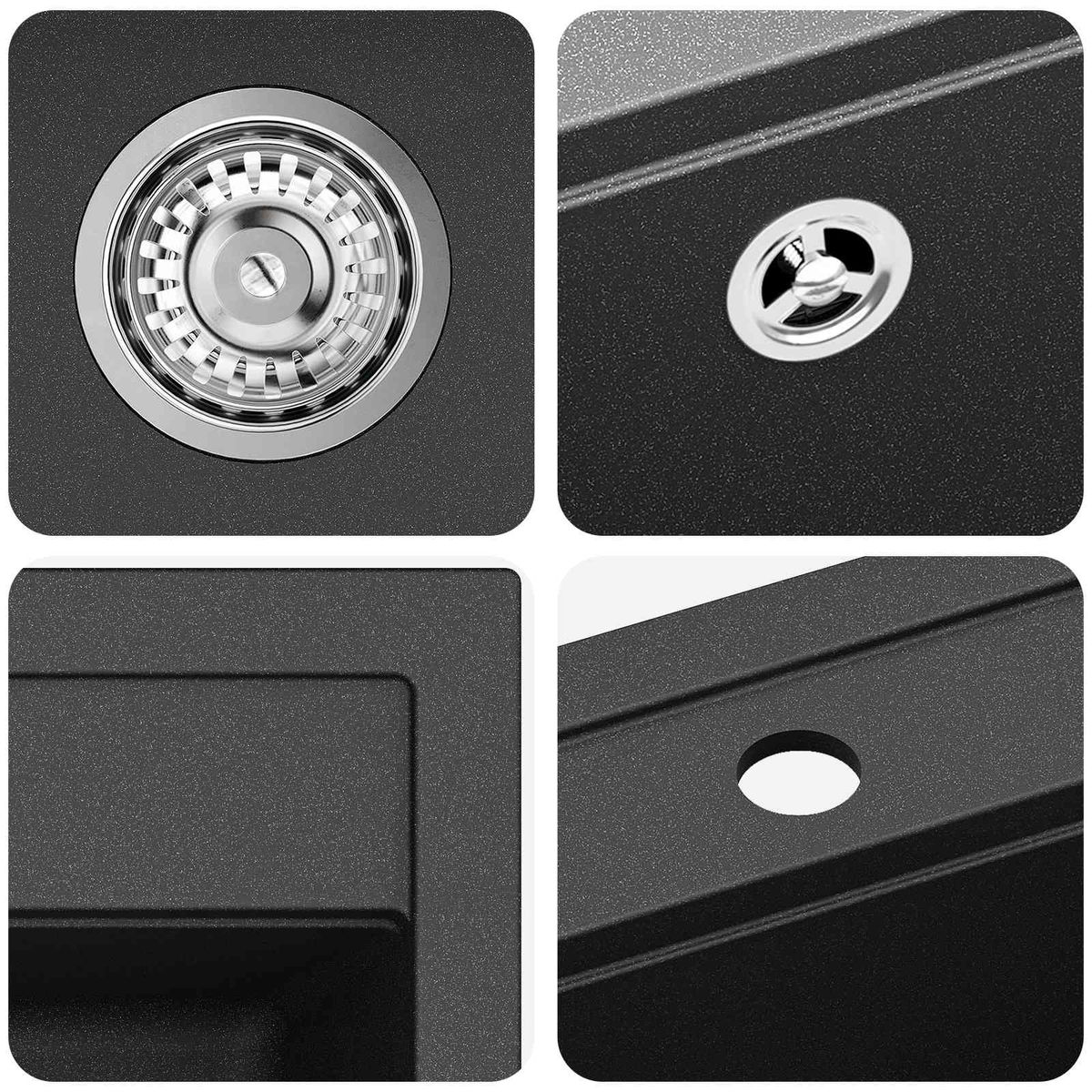 Vask i granitt 470x440 mm - sort