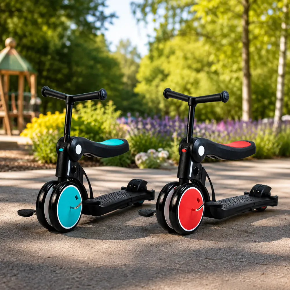 Trehjulssykkel 5-i-1 Ride and Roll - blå/rød