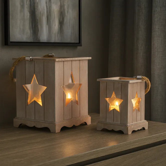 Hovedbilde 2 stk Shabby Chic Lanterner i tre