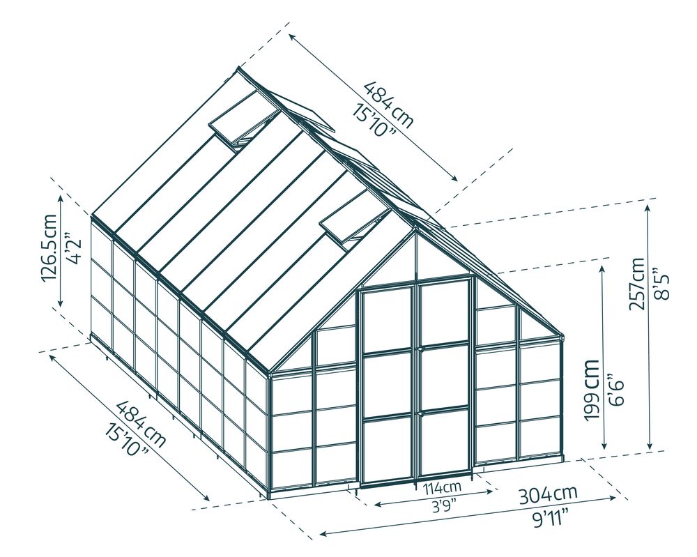 Palram Drivhus Balance 304x484cm - 14,71m2 - Silver