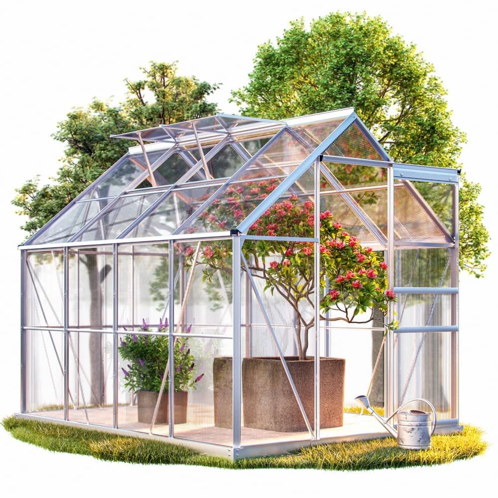 Drivhus i aluminium 4,75㎡ - 190x250x195 cm med fundament
