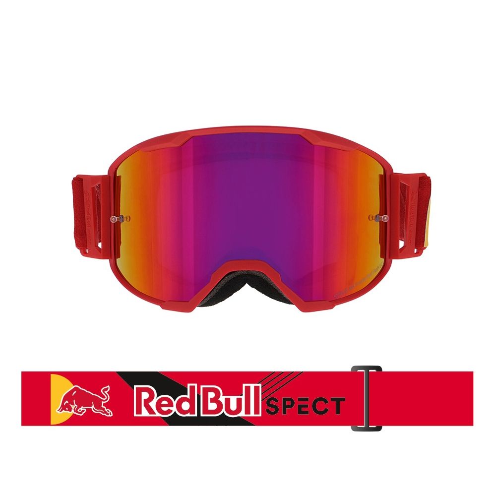 Red Bull SPECT Strive Panovision Motocrossbriller – Matt Rød / Lilla Speilglass
