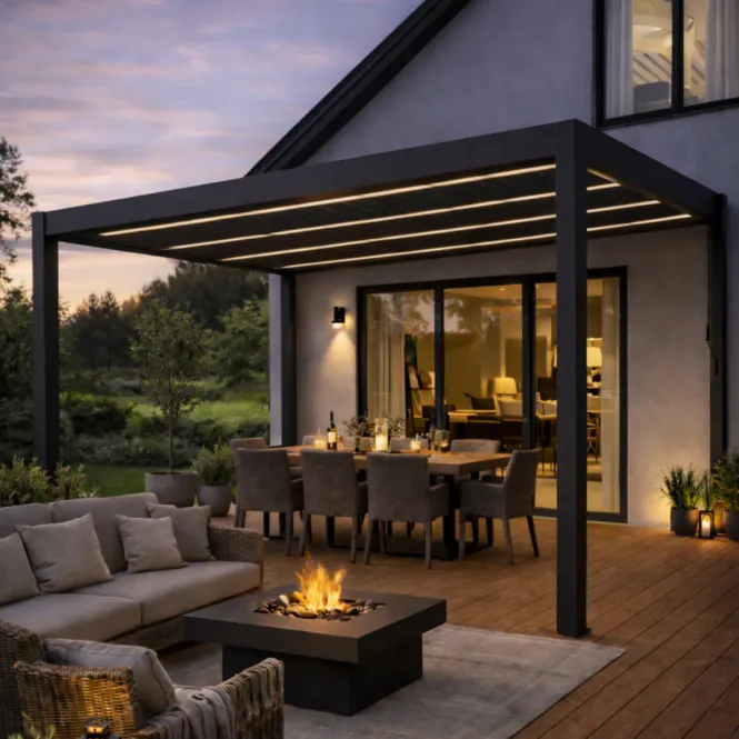 Hovedbilde Pergola Aluminium med LED 3x4 m Grå
