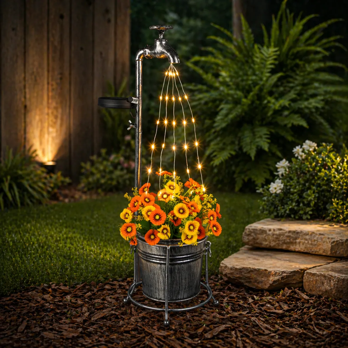 Solcelle fontene med kran og potte - LED