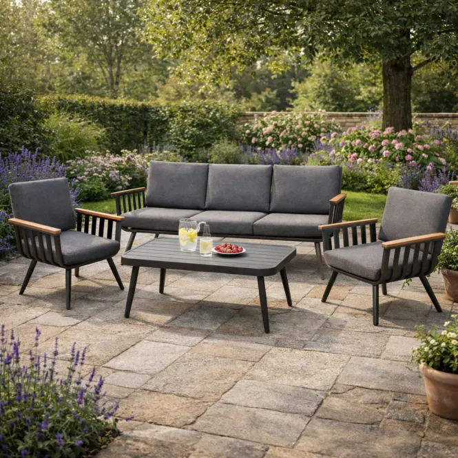 Hovedbilde Aluminiums loungesett 4 deler – 3-seters sofa, 2 ...
