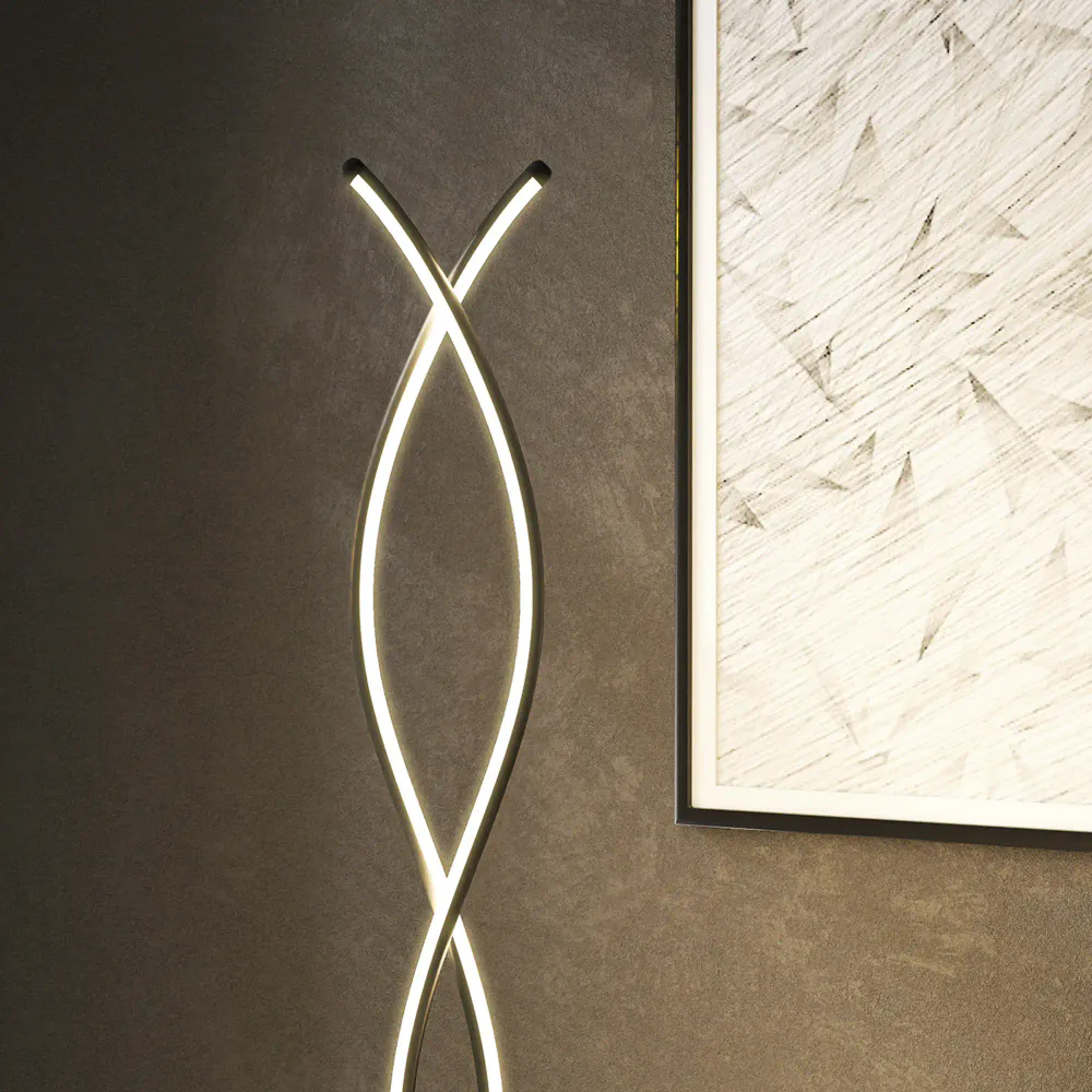 Spiral LED-gulvlampe med dimmer – svart