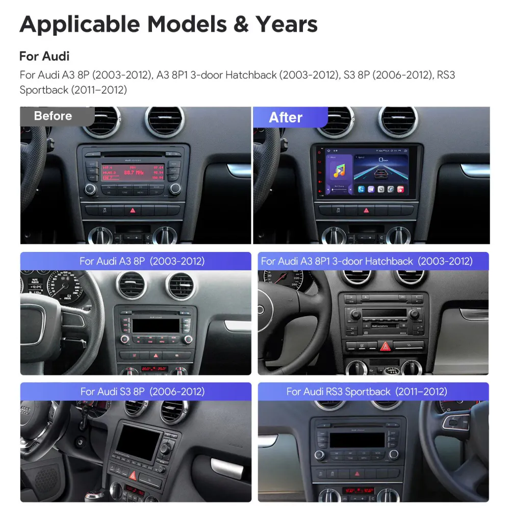 Android 14 DAB+ bilstereo Audi A3 2003–2012 8