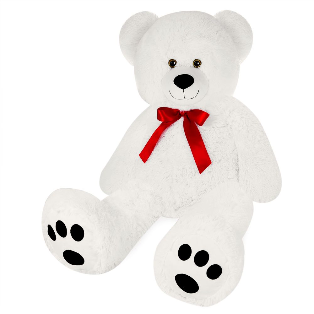 Stor teddybjørn bamse 100 cm hvit – MONZANA
