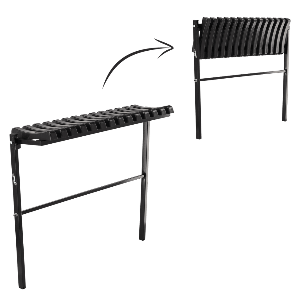 Sammenleggbar sittebenk i sort stål - 86 cm