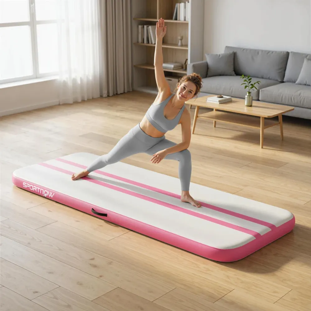 Oppblåsbar gymnastikkmatte 305 cm med pumpe