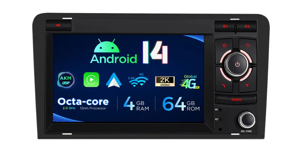 Audi A3-S3-RS3 Android 14 med 4G DAB+ og DSP