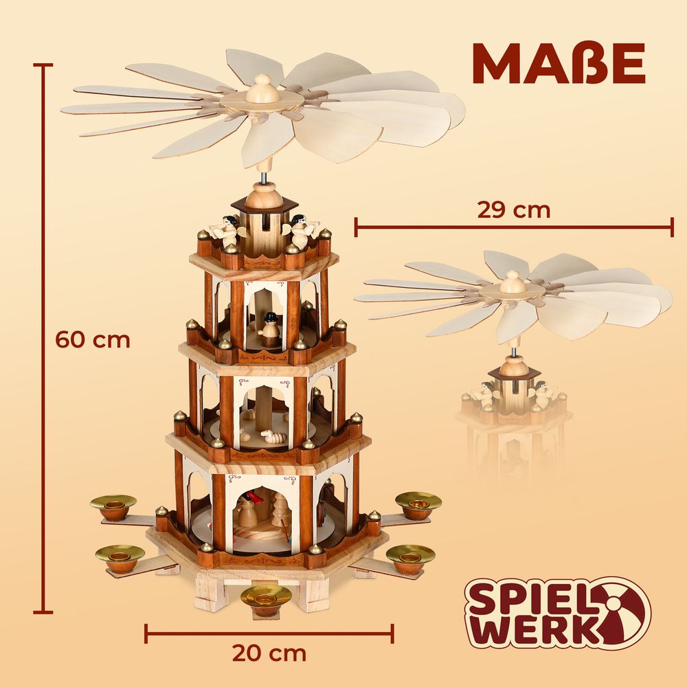 XL julepyramide i tre med 4 etasjer - 60 cm
