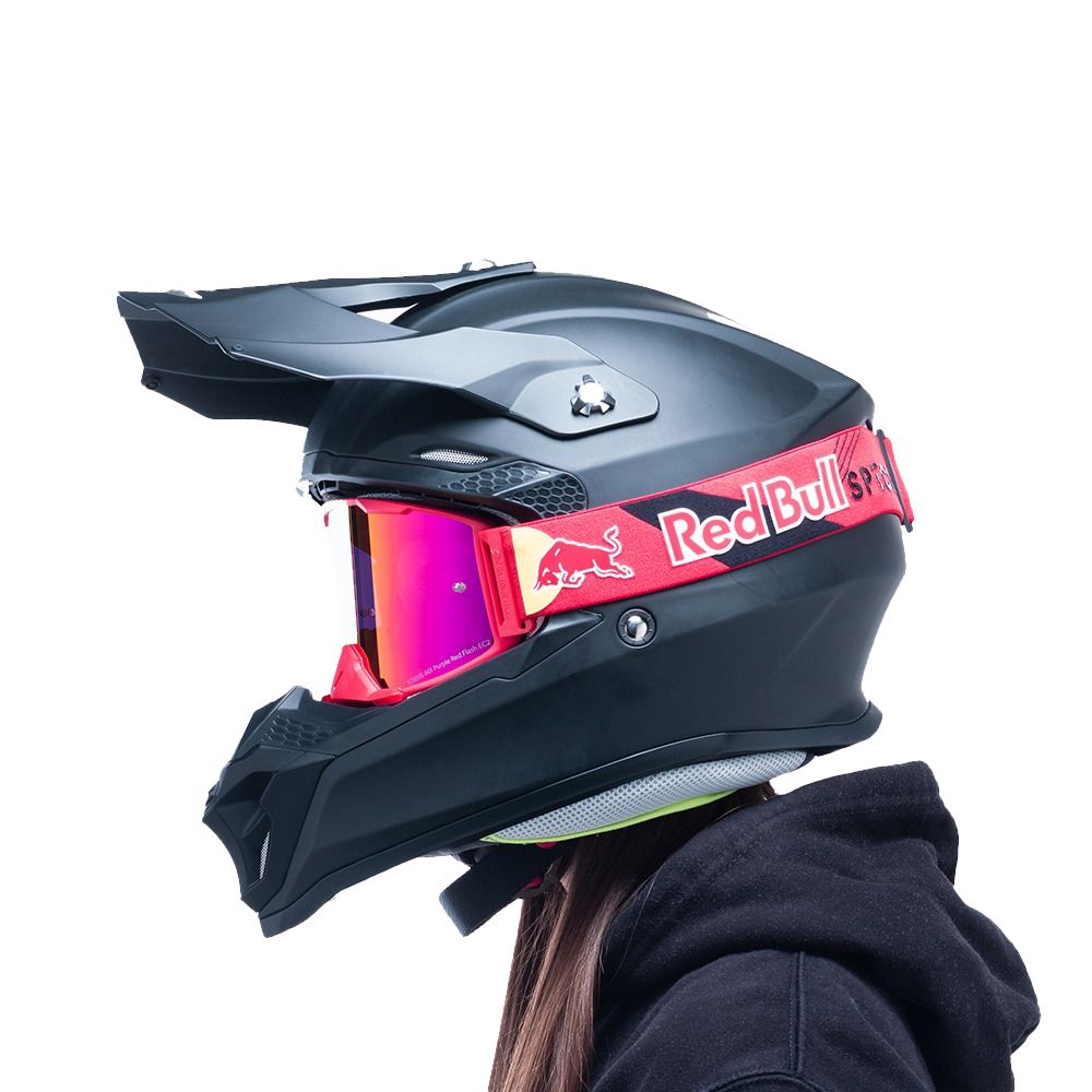 Red Bull SPECT Strive Panovision Motocrossbriller – Matt Rød / Lilla Speilglass