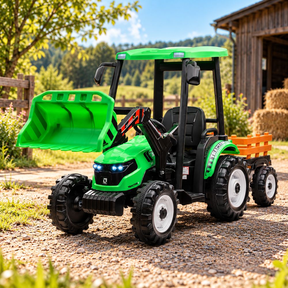 Azeno Farmer Traktor Gravemaskin 24V med Tilhenger