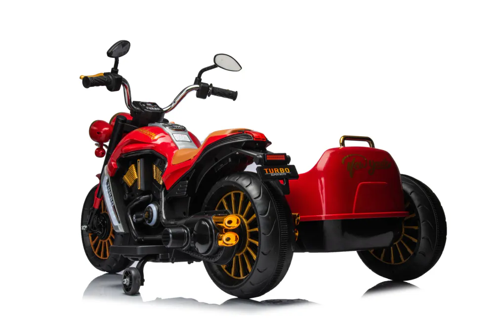 BJDL1588 Elektrisk motorsykkel med sidevogn for barn – 12V, 55W