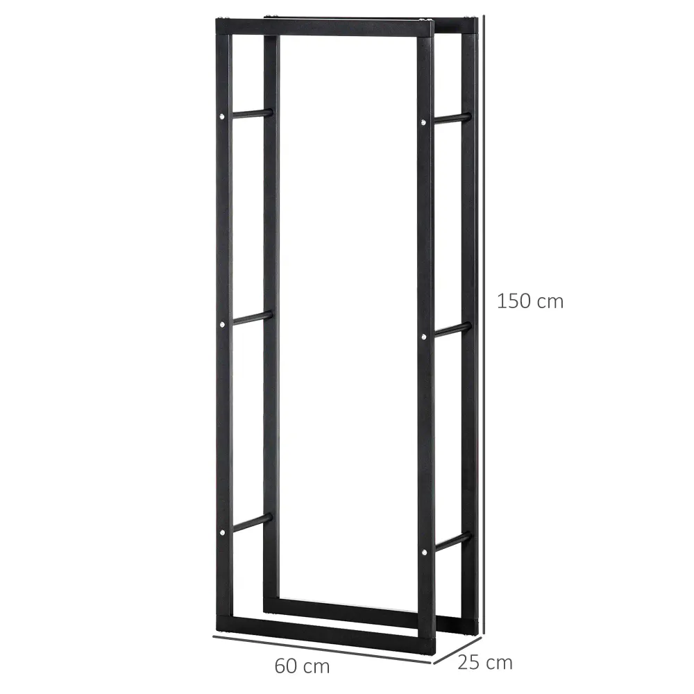 Høyt vedstativ i stål - svart, 150 cm