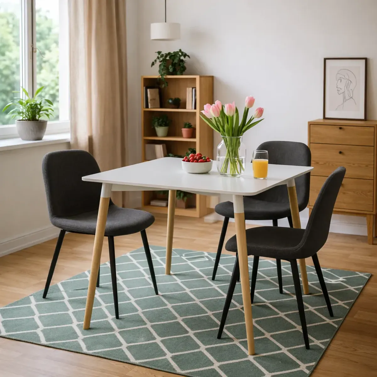 Rektangulært bord med treben - 120x80 cm