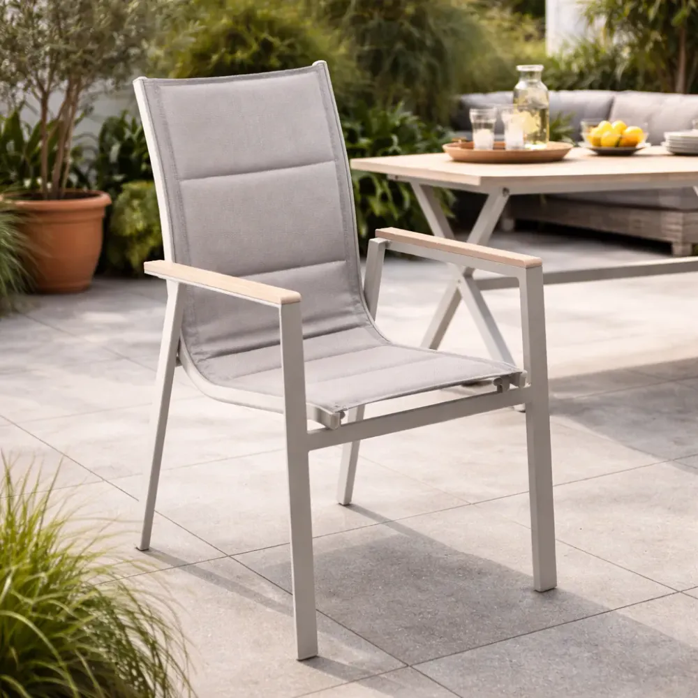 Aluminium hagestol Polywood-armlener - beige