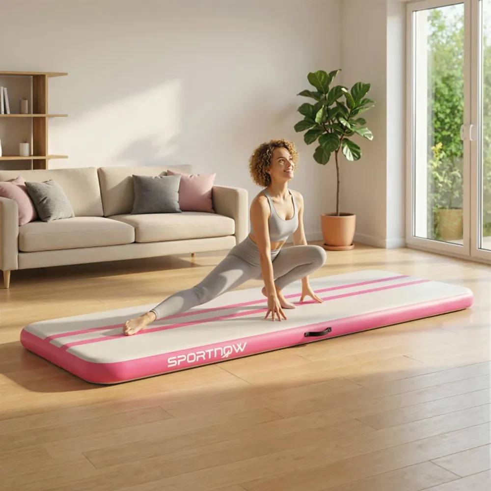 Oppblåsbar gymnastikkmatte 305 cm med pumpe