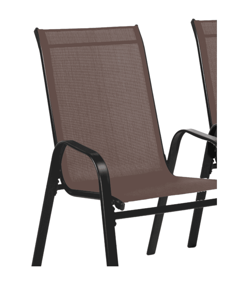 Stolsett med stålramme og netting - brun