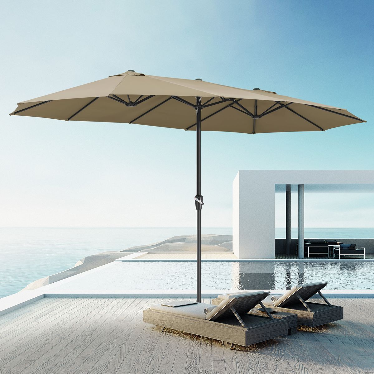 XXL Dobbel Parasoll 460 × 270 cm - taupe