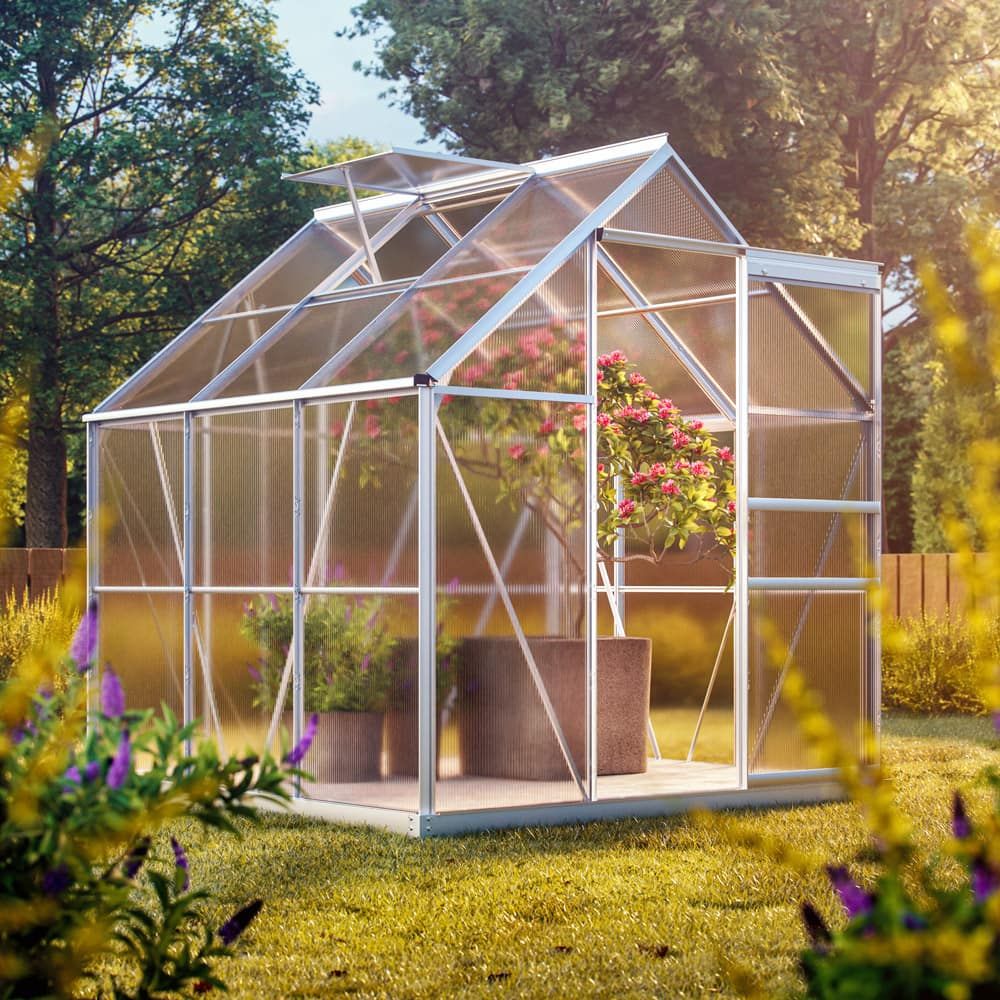 Drivhus i aluminium 3,61m²  - 190x190 cm - med fundament