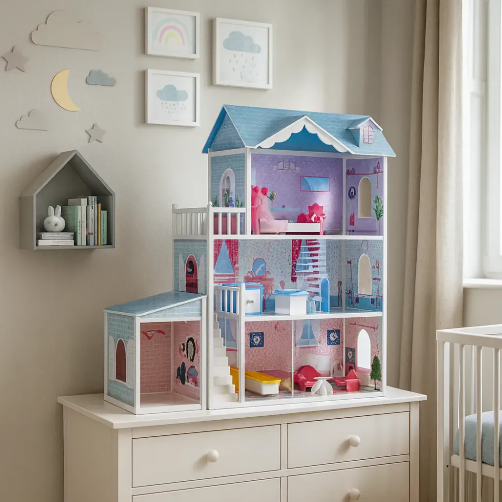 Dukkehus Villa deluxe - med møbler 116 x 38 x 123 cm