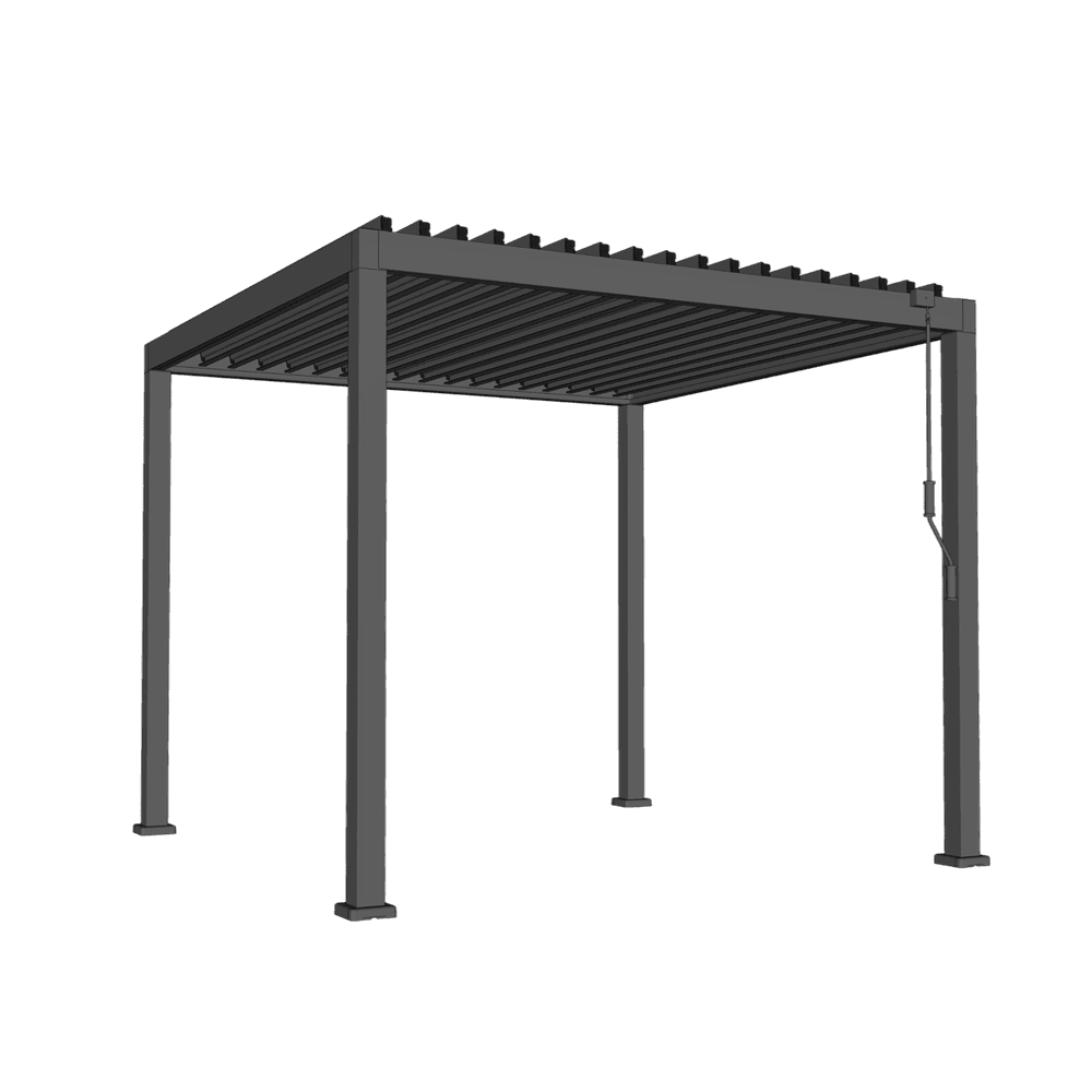 Helårs pergola i solid aluminium - 3x3x2,5 m