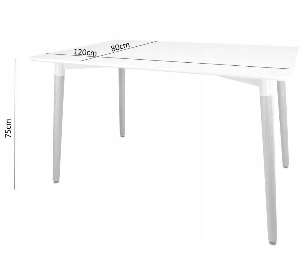 Rektangulært bord med treben - 120x80 cm