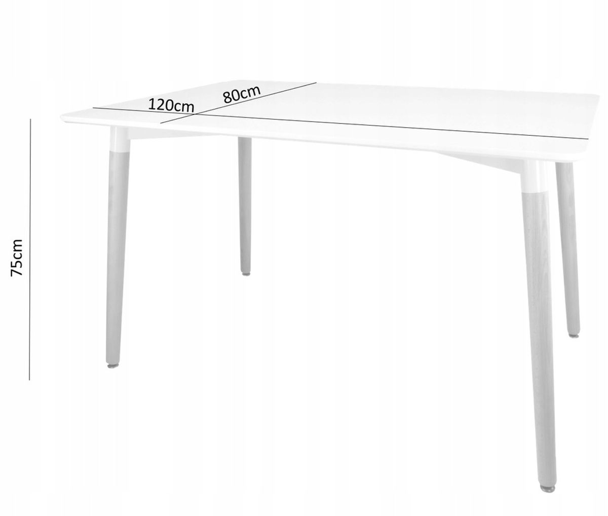 Rektangulært bord med treben - 120x80 cm