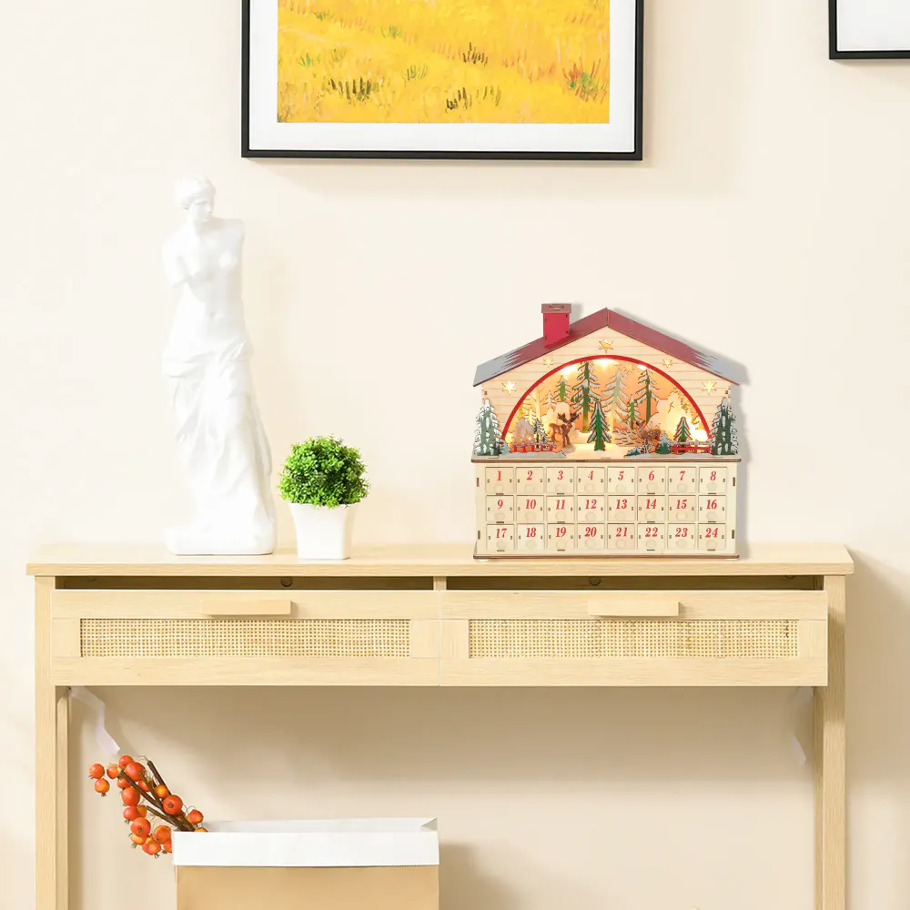 Adventskalender i tre med LED-lys