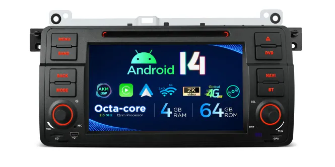 Hovedbilde Android 14 bilstereo BMW E46, Rover 75, MG ZT 4G LTE