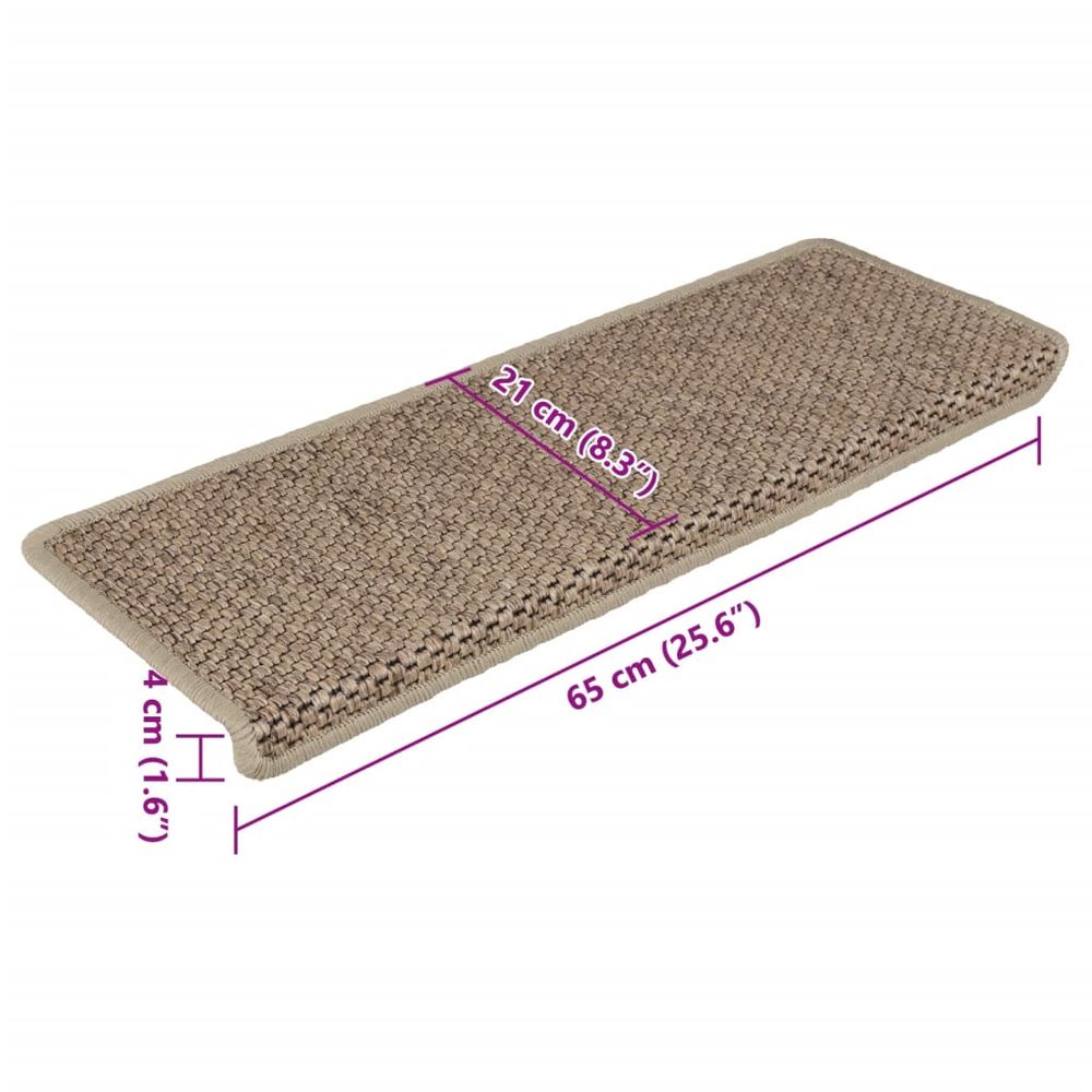 Selvklebende trappematter 15 stk 65x21 cm - sandfarge