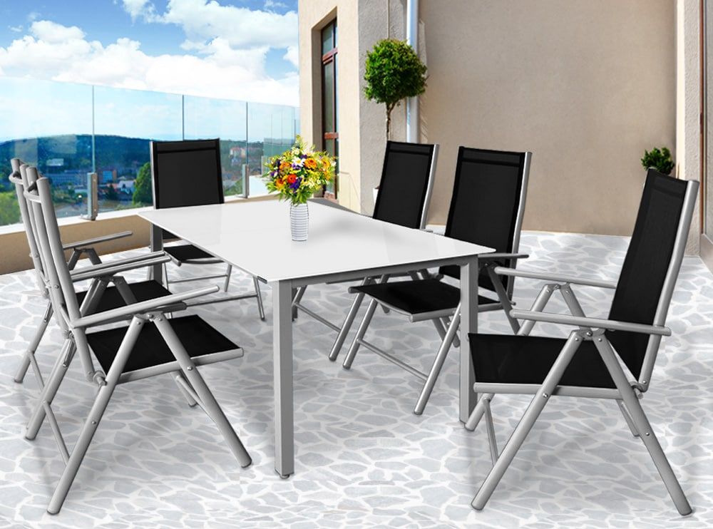Hagegruppe Bern 7-delt aluminium - frostet glass